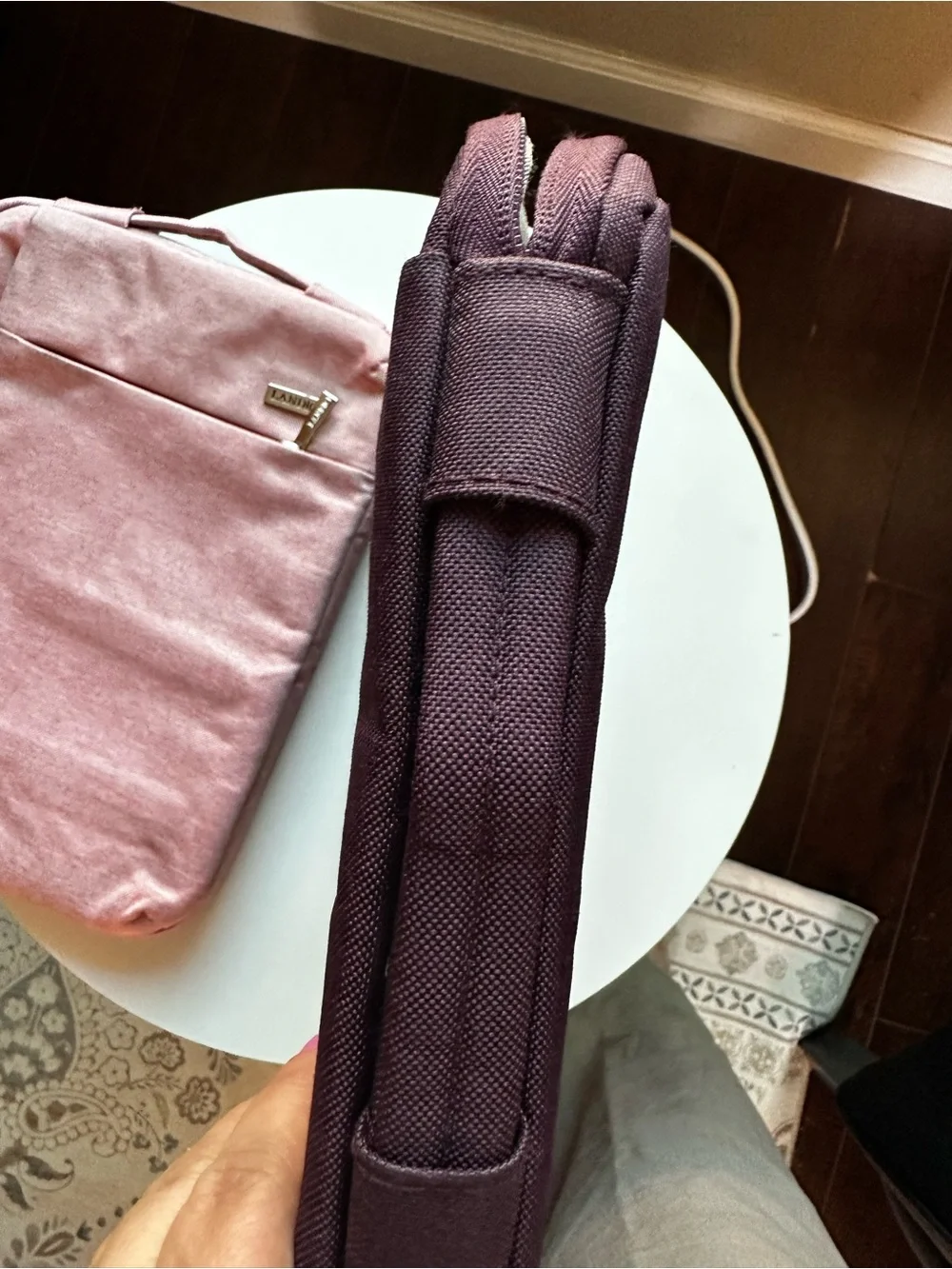 Laptop Bag in Light Pink and purple - Dual Laptop Sleeve with Front Zip